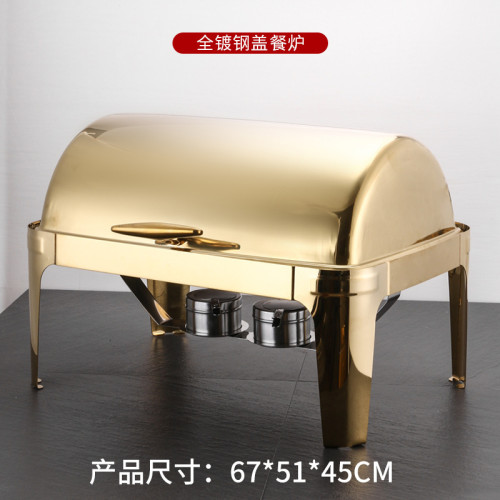 不鏽鋼自助餐爐可視繙蓋四腳爐酒店保溫早餐爐不鏽鋼自助餐爐