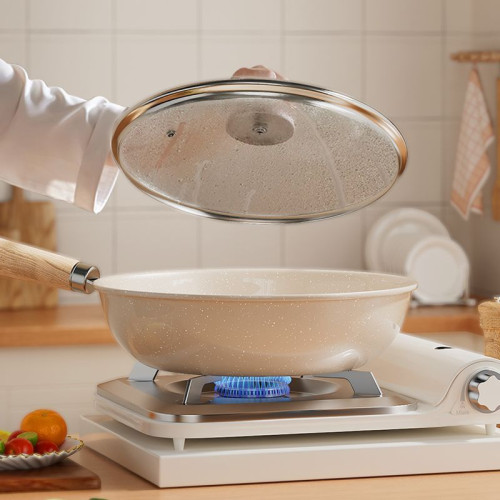 【】麥飯石不沾鍋電磁爐瓦斯爐通用炒菜不沾加厚炒鍋