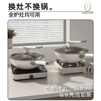 鈦陶瓷炒鍋家用不沾鍋無塗層小平底炒菜鍋不沾鍋瓦斯爐電磁爐專用