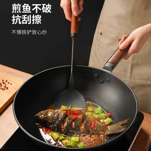 不沾鍋家用炒鍋無塗層精鐵炒菜鍋平底鍋鐵鍋瓦斯爐電磁爐專用鍋具