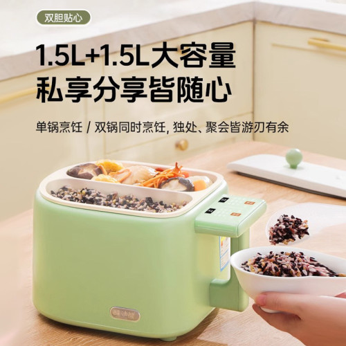 新品1.5L+1.5L雙膽電飯鍋 左右分控電飯煲湯鍋火鍋多功能禮品