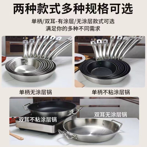 不鏽鋼平底鍋不沾煎鍋煎餅煎蛋牛排手抓餅電磁爐瓦斯爐通用家商用