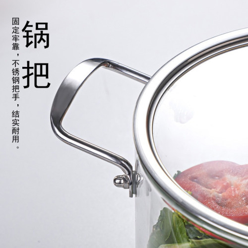 304不鏽鋼玻璃鍋玻璃鍋明火耐高溫燉鍋2升一3升高硼矽泡沫