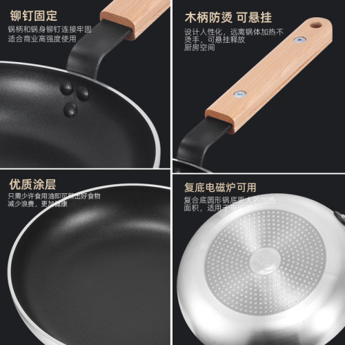 平底鍋不沾鍋瓦斯爐電磁爐適用酒店商用大號煎牛排煎蛋餃烙餅煎鍋