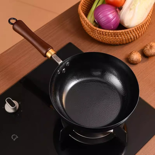 章丘鎚紋小鐵鍋迷你小炒鍋寶寶一人輔食鍋家用炒菜鍋無塗層不沾鍋