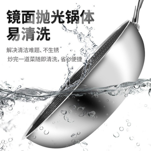 爆款不鏽鋼炒鍋加厚全屏蜂窩無塗層不沾鍋平底鍋禮品鍋具