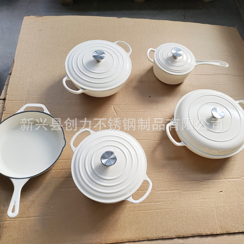 鑄鐵琺瑯鍋煎盤家用韓式烤肉盤無塗層平底奶鍋琺瑯湯鍋煎烤盤