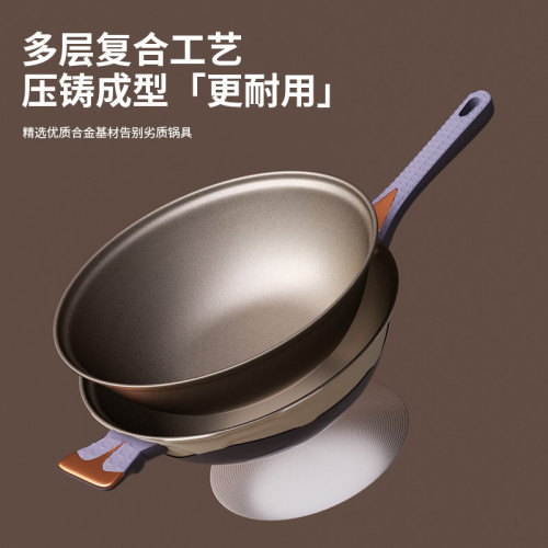 新款有鈦炒鍋微壓健康不沾炒菜鍋家用加厚平底鍋電磁爐瓦斯爐通用