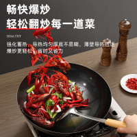 章丘傳統鐵鍋老式家用平底鍋無塗層不沾鍋炒菜鍋電磁爐瓦斯爐適用