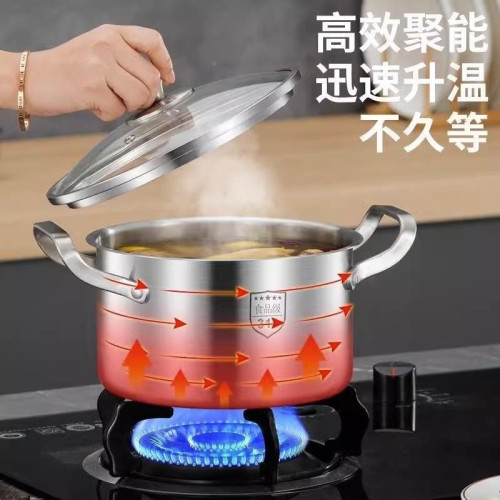 德國316不鏽鋼湯鍋加厚家用蒸鍋煮粥鍋燉鍋雙耳瓦斯爐電磁爐通用