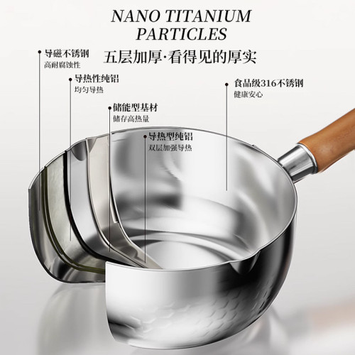 雪平鍋不鏽鋼家用無塗層煮麵鍋寶寶輔食鍋不沾小煮鍋日式湯鍋316