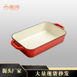 鑄鐵琺瑯鍋雙耳焗飯烤盤烤箱烘焙西餐盤烤肉烤魚牛排煎炸盤