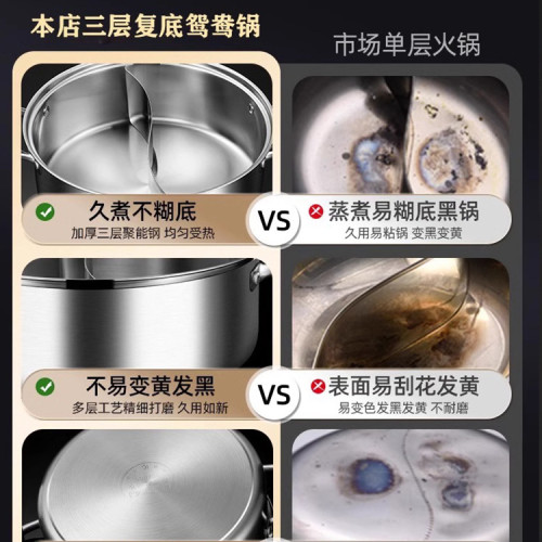 304不鏽鋼火鍋鴛鴦鍋清湯鍋電磁爐鍋加厚複底大容量商用家用火鍋