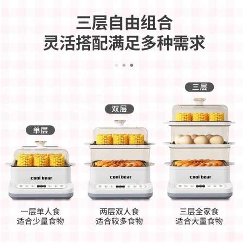 新款電蒸鍋家用多功能三層蒸箱不鏽鋼大容量燉蒸煮一體蒸籠早餐機