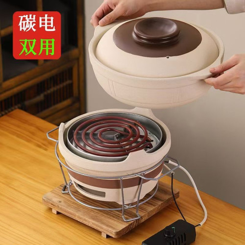 老式炭爐土火鍋電碳兩用打邊爐鍋一體砂鍋可乾燒電陶爐沙鍋堡商用