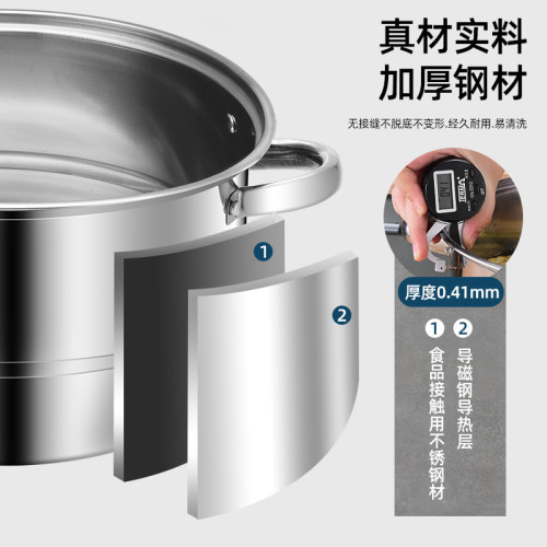 家用加厚三層鋼霸蒸煮鍋不鏽鋼多用鍋大容量湯蒸鍋禮品鍋具