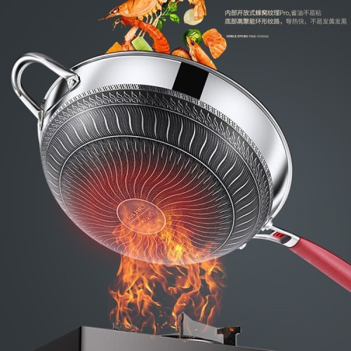 鏗鏘凹型凹面電磁爐圓底鍋316不鏽鋼不沾鍋家用瓦斯爐尖底炒菜鍋