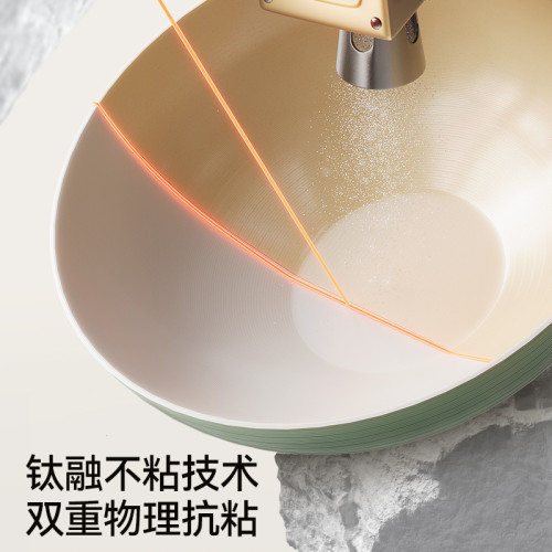 不沾鍋鈦鍋炒鍋無塗層平底鍋煎炒鍋瓦斯爐電磁爐專用炒菜鍋具輕量