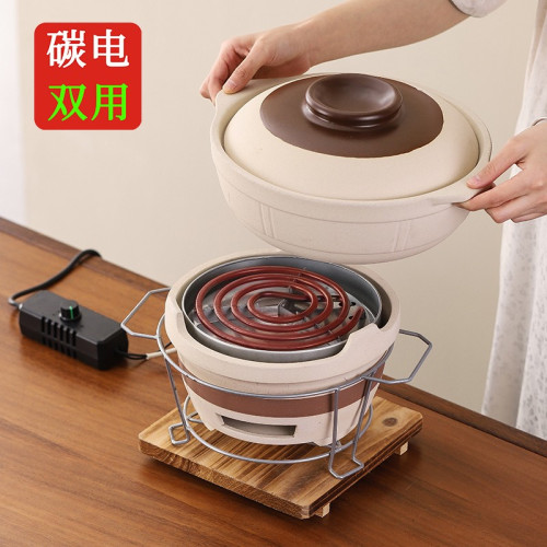 老式炭爐土火鍋電碳兩用打邊爐鍋一體砂鍋電陶爐可乾燒沙鍋堡商用