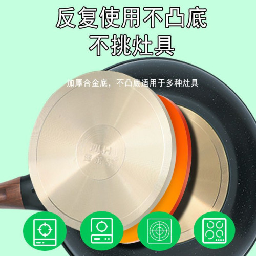 【】麥飯石紋不沾鍋炒菜鍋家用耐磨加厚電磁爐瓦斯爐通用