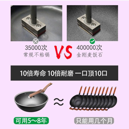【】麥飯石紋不沾鍋炒菜鍋家用耐磨加厚電磁爐瓦斯爐通用