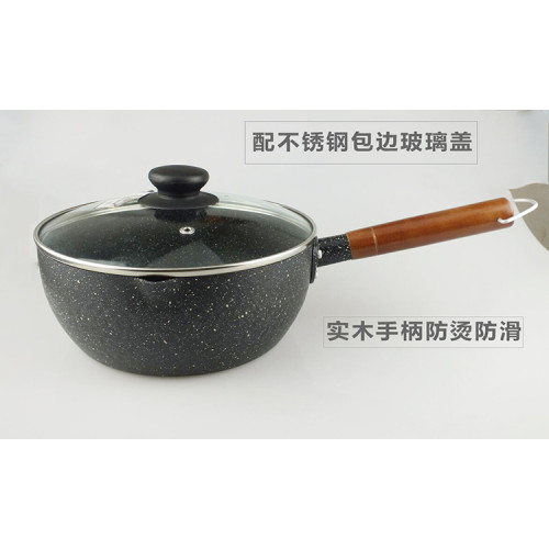 日式麥飯石雪平鍋18/20/22/24cm寶寶輔食奶鍋煮粥鍋不沾鍋熬糖鍋