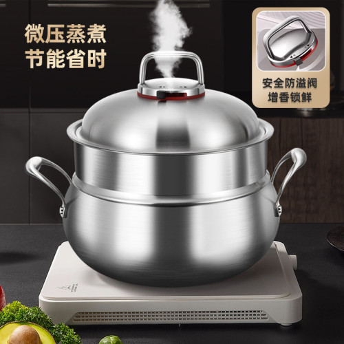 德國316L不鏽鋼蒸鍋家用食品級加厚2024新款微壓湯鍋煮粥鍋火鍋鍋