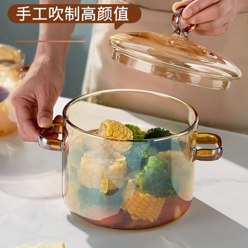 #高硼矽玻璃鍋明火家用燉湯透明關東煮鍋電陶爐泡麵鍋耐高溫向之