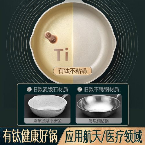 閃閃優品鈦炒鍋加深平底鍋家用不沾鍋電磁爐炒菜鍋專用深煎鍋子
