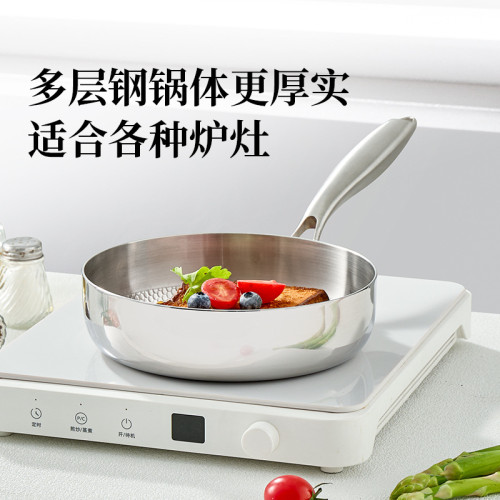 316L魚鱗紋平底鍋不鏽鋼煎鍋蜂窩紋不沾鍋家用煎蛋鍋牛排鍋無塗層