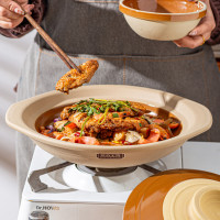 鄲韻陶瓷砂鍋瓦斯爐耐高溫乾燒不裂煲仔飯瓦斯爐專用煲湯鍋淺沙鍋