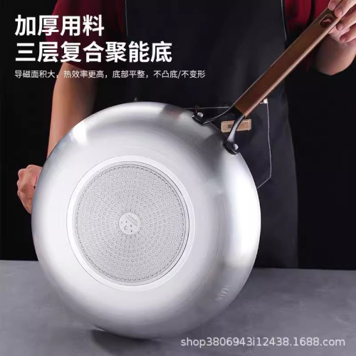 日式木柄不沾平底鍋商用家用大小號酒店廚房煎鍋電磁爐瓦斯爐通用