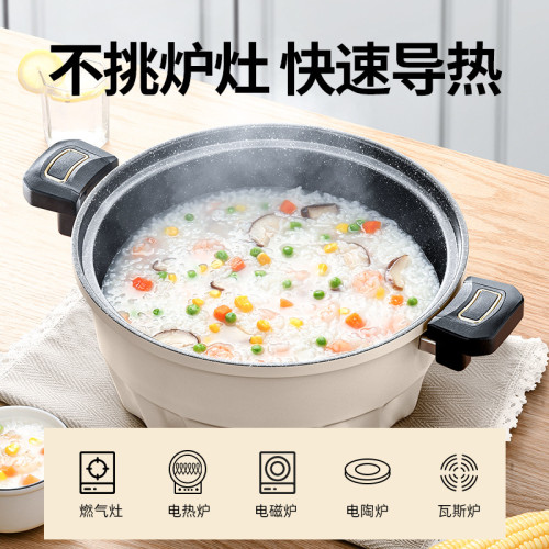 微壓湯鍋家用多功能蒸煮鍋燉鍋煲湯不沾雙耳鍋瓦斯爐電磁爐專用鍋