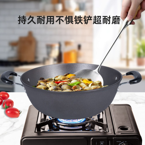 金鍋源鐵鍋臻品燉鍋家用無塗層生鐵鍋老式鑄鐵燉菜鍋加厚雙耳湯鍋