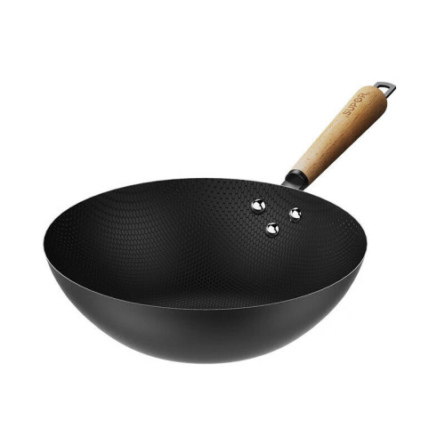蘇泊爾鐵鍋家用炒菜鍋無塗層輕量老式大鐵鍋蜂窩抗粘瓦斯明火專用