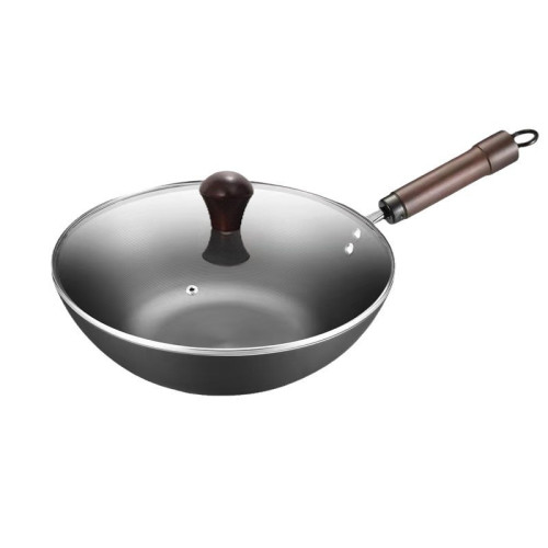 翰樂 0塗層螺紋純鐵鍋不沾不鏽24cm28cm30cm32cm炒鍋