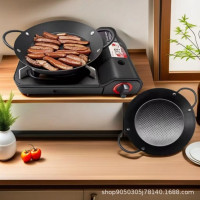 不鏽鐵平底煎鍋焗飯盤牛排鍋牛肋條烤盤不沾鍋商用電磁爐平底鍋