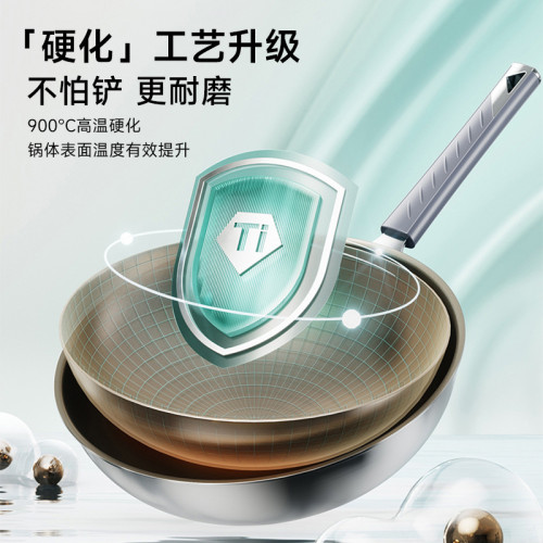 翰樂 鈦鍋32cm無塗層不沾鍋少油煙炒菜瓦斯電磁爐通用炒鍋