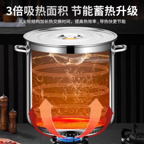 巨厚不鏽鋼翅片節能湯桶帶蓋大容量商用湯鍋燉肉電磁爐專用桶