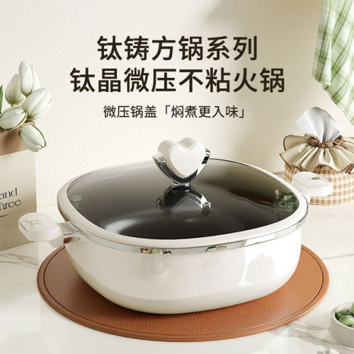 微壓鍋湯鍋家用鈦鍋陶瓷蒸煮不沾鍋煲湯燉鍋雙耳電磁爐蒸鍋瓦斯爐