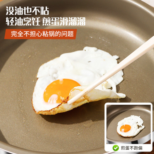 有鈦不鏽鋼平底鍋商用酒店專用鈦煎鍋雙耳不沾煎鍋烤肉盤牛排煎鍋