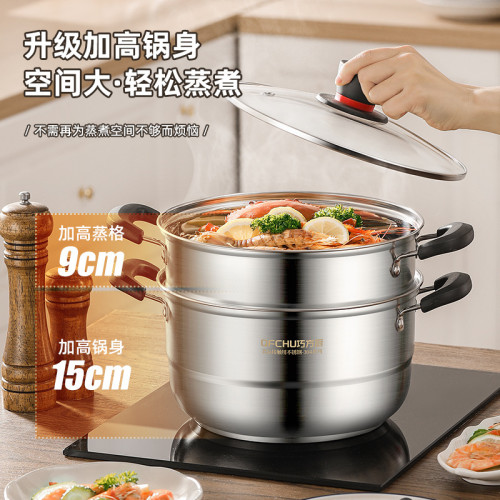湯鍋304不鏽鋼加厚燉湯煮麵食品級雙層特厚熬粥小鍋電磁爐瓦斯爐