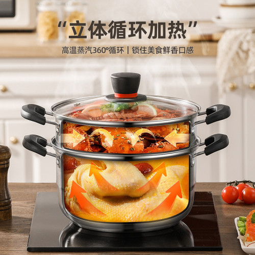湯鍋304不鏽鋼加厚燉湯煮麵食品級雙層特厚熬粥小鍋電磁爐瓦斯爐