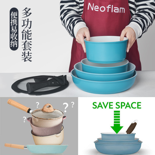 品牌可拆卸不沾鍋套裝鍋鋁鍋炒鍋熱奶泡麵奶鍋曡曡鍋可攜式家用湯鍋