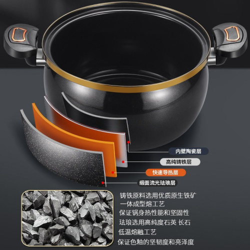 新款琺瑯陶晶鍋微壓湯鍋家用多功能大容量燜煮燉煲燙