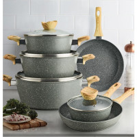 麥飯石炒鍋大理石不沾鍋煎鍋奶鍋湯鍋鍋具套裝電磁爐通用禮品優選