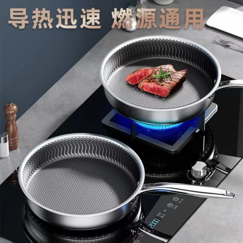 不鏽鋼平底鍋不沾鍋家用牛排煎蛋烙煎餅電磁爐瓦斯爐適用禮品