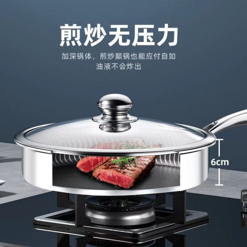 不鏽鋼平底鍋不沾鍋家用牛排煎蛋烙煎餅電磁爐瓦斯爐適用禮品