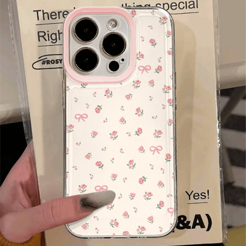 滿屏粉色碎花適用蘋果16PROMAX手機殼iPhone15/14可愛13軟殼12/11