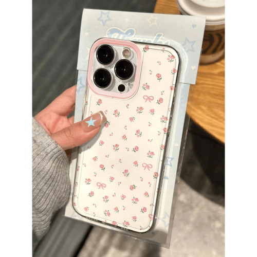 滿屏粉色碎花適用蘋果16PROMAX手機殼iPhone15/14可愛13軟殼12/11